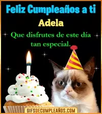 GIF Gato meme Feliz Cumpleaños Adela
